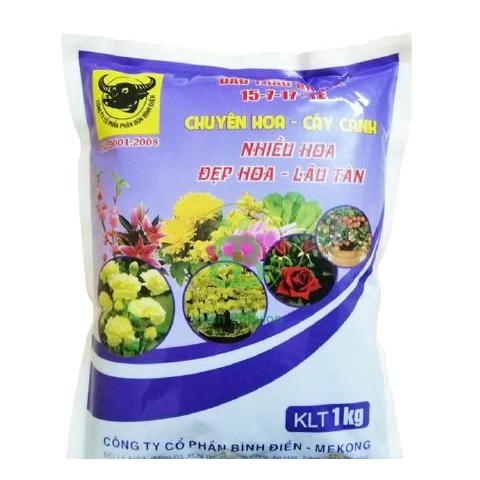 Phân NPK Đầu Trâu 15-7-17+Te (1Kg ) – Phân NPK Tím Kích Hoa Nuôi Trái