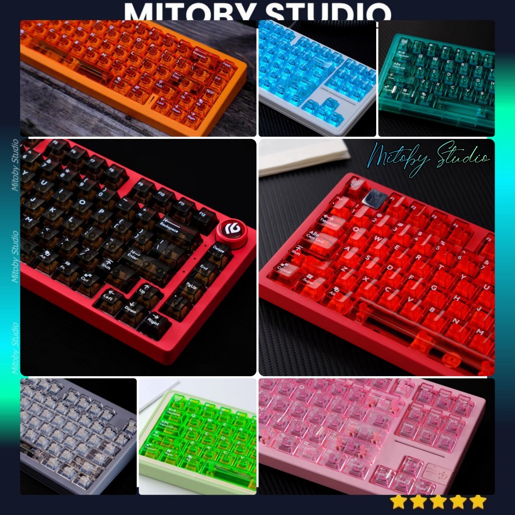 Keycap Aifei PC xuyên led bàn phím cơ Mitoby Studio profile Cherry Keycap Transparent toả led