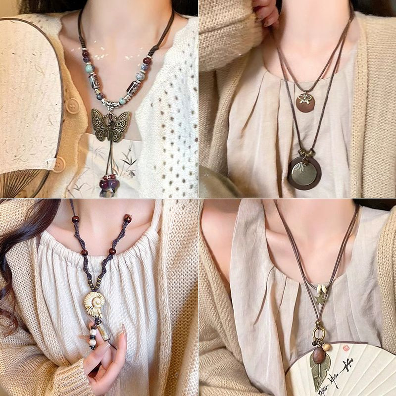 Vòng cổ bướm Bohemian Vòng cổ mặt dây chuyền cổ điển Trung Quốc mới