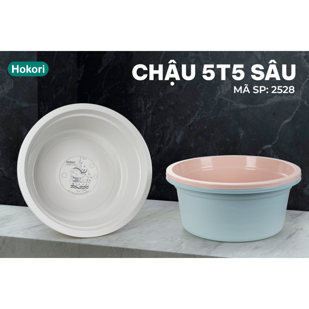 Chậu 5T5 sâu Hokori 2528, Chậu tắm Việt Nhật cao cấp lòng sâu