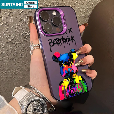 Suntaiho Khối Xây Dựng Chất Lượng Cao Họa Tiết Gấu Ốp lưng Iphone 16 15 14 13 12 11 Pro Max TPU Silicon Mềm Cao Cấp Chống Sốc Ốp Lưng