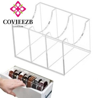 Hộp lưu trữ thắt lưng COVIEEZB, Hộp trưng bày dây buộc nơ trong suốt 3 lưới, Hộp đựng máy tính để bàn Acrylic tiện lợi Đồng hồ quà tặng