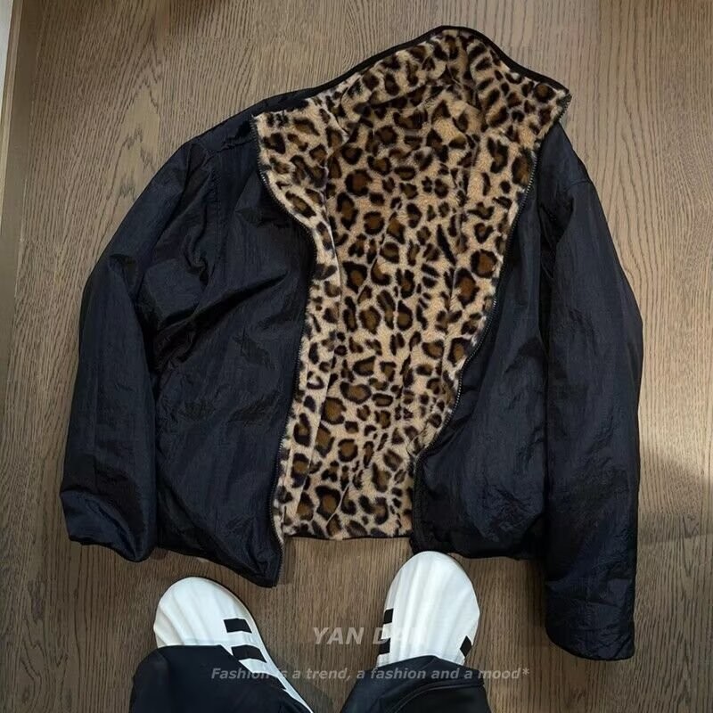 Áo khoác Cotton ASRV Áo khoác họa tiết da báo mặc hai mặt ấm áp mùa đông | BigBuy360 - bigbuy360.vn