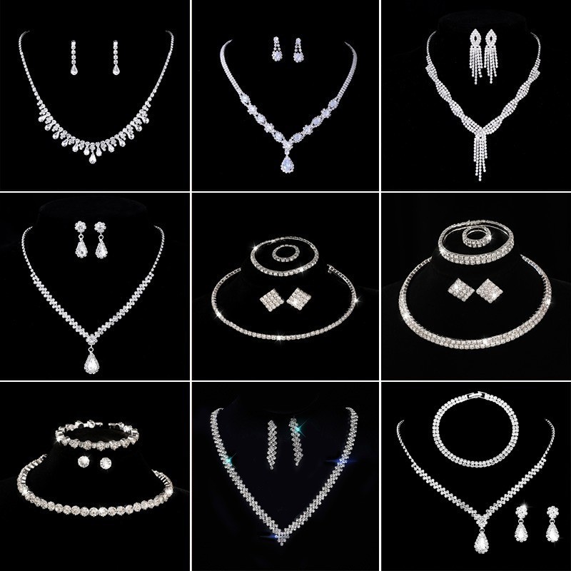 Set vòng cổ + cặp hoa tai phong cách xinh xắn thời trang cho cô dâu