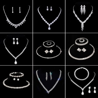 Set vòng cổ + cặp hoa tai phong cách xinh xắn thời trang cho cô dâu