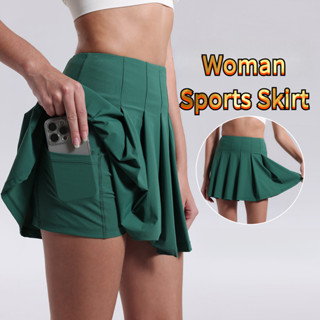 Váy và quần cạp cao dành cho nữ, Váy xếp ly chống chói, Váy bóng dưa chuột Tennis có quần short bên trong