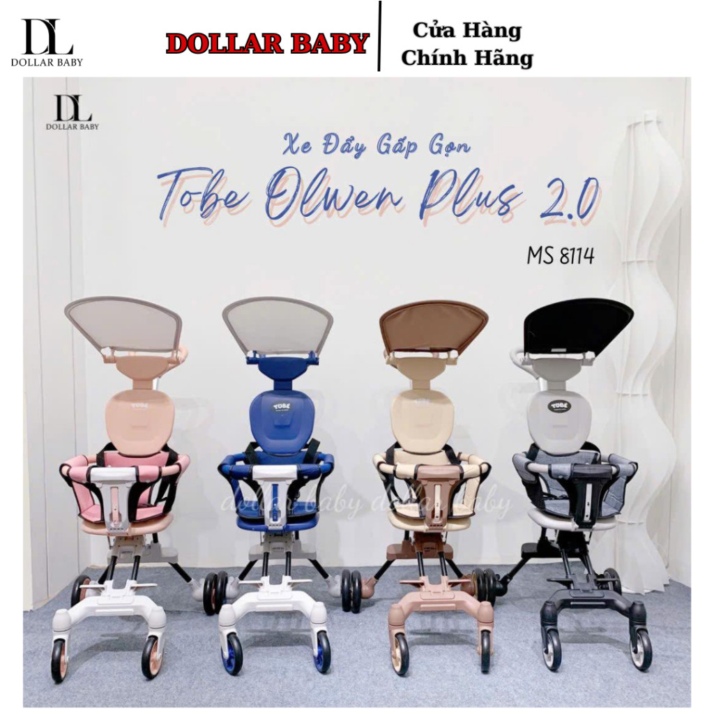 Xe Đẩy ToBé Olwen Plus Gấp Gọn - Đệm Mái Che, Xoay 360°, Siêu Nhẹ 3.8kg, Tải 30kg - Chính Hãng