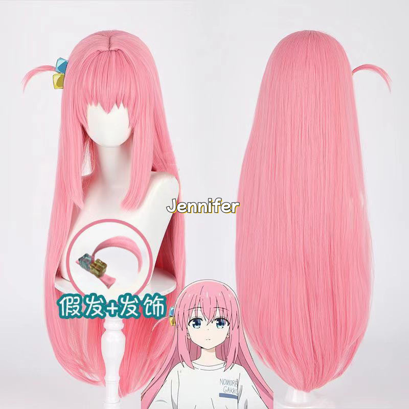 Anime Bocchi the Rock Guitar Hero Gotou Hitori Cosplay Wig 80cm Long Pink Hair Heat Resistant Synthe