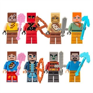  Minecraft Bộ đồ chơi khối xây dựng lắp ráp  8 nhân vật 
