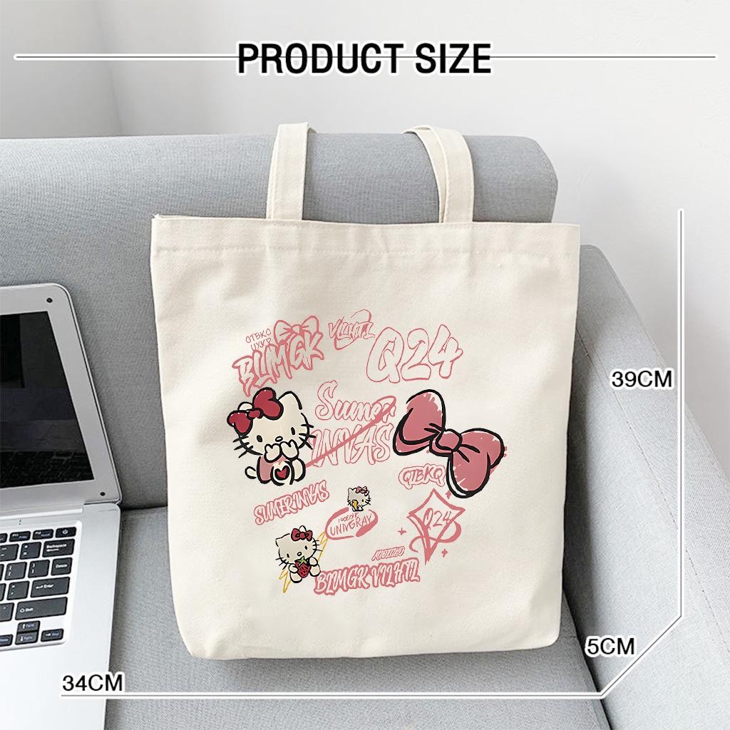 Túi tote in hình HELLO KITTY Q24 - Túi tote vải canvas 35cmx40cm đựng vừa A4, laptop