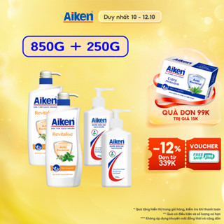 Combo 2 Sữa tắm Bạc Hà Aiken 850g Tặng 2 Nước rửa tay 250ml