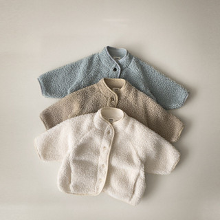 Áo khoác trẻ em Mùa đông Bé trai Bé gái Màu trơn Lông cừu Len Lót dày dáng rộng Áo khoác ấm áp