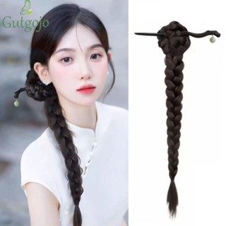 Gutgojo Móng Vuốt Kẹp Tóc Giả Đuôi Ngựa, Hanfu Kẹp Tóc Bóng Đầu Tóc Giả Mới Phong Cách Trung Hoa Tóc Giả, Hợp Thời Trang Lông Tơ Nhẹ Nhàng Sườn Xám Xoắn Bện Tóc Giả Cho Nữ