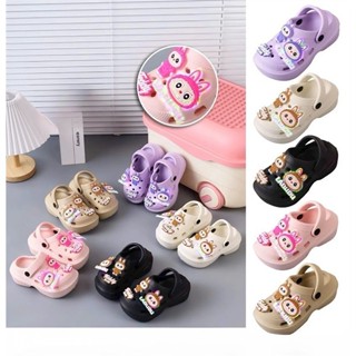  Sticker có đèn - Dép sục Crocs Labubu dễ thương chống trượt cao 3cm cho bé trai bé gái 3-12 tuổi 