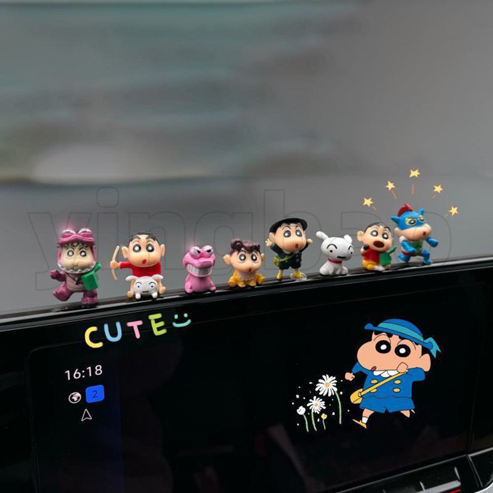 8 Chiếc Crayon Shin-chan Ô Tô Búp Bê Đồ Trang Trí Hoạt Hình Dễ Thương Mini Shin-chan Trang Trí Ô Tô 