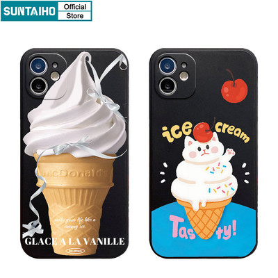 Suntaiho Ốp Điện Thoại Kem Mèo Dễ Thương Và Vui Nhộn Silicon Mềm Cao Cấp Chống Sốc Cho iPhone 11 12 13 14 15 16 Pro max IP 7 8 Plus Iphon X Xs XR Xs max