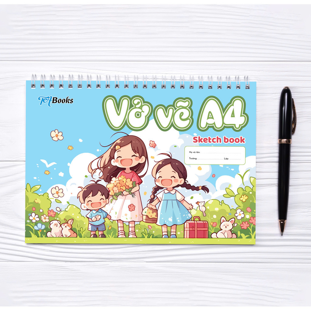 Vở Vẽ Lò Xo A4  40 trang - Vỡ Vẽ A4 giấy 100gsm - Giấy vẽ A4 250gsm