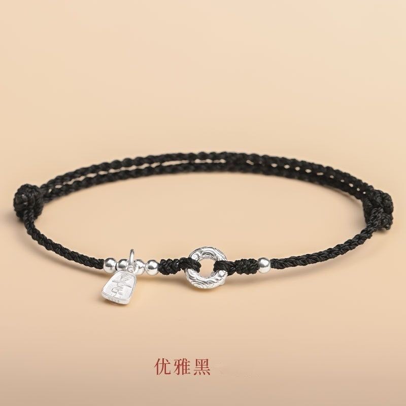 💦Dây thừng đỏ nữ Sterling Silver Handmade may mắn tay dây xích chân nam Tường Vân bình an khấu N3PT | BigBuy360 - bigbuy360.vn