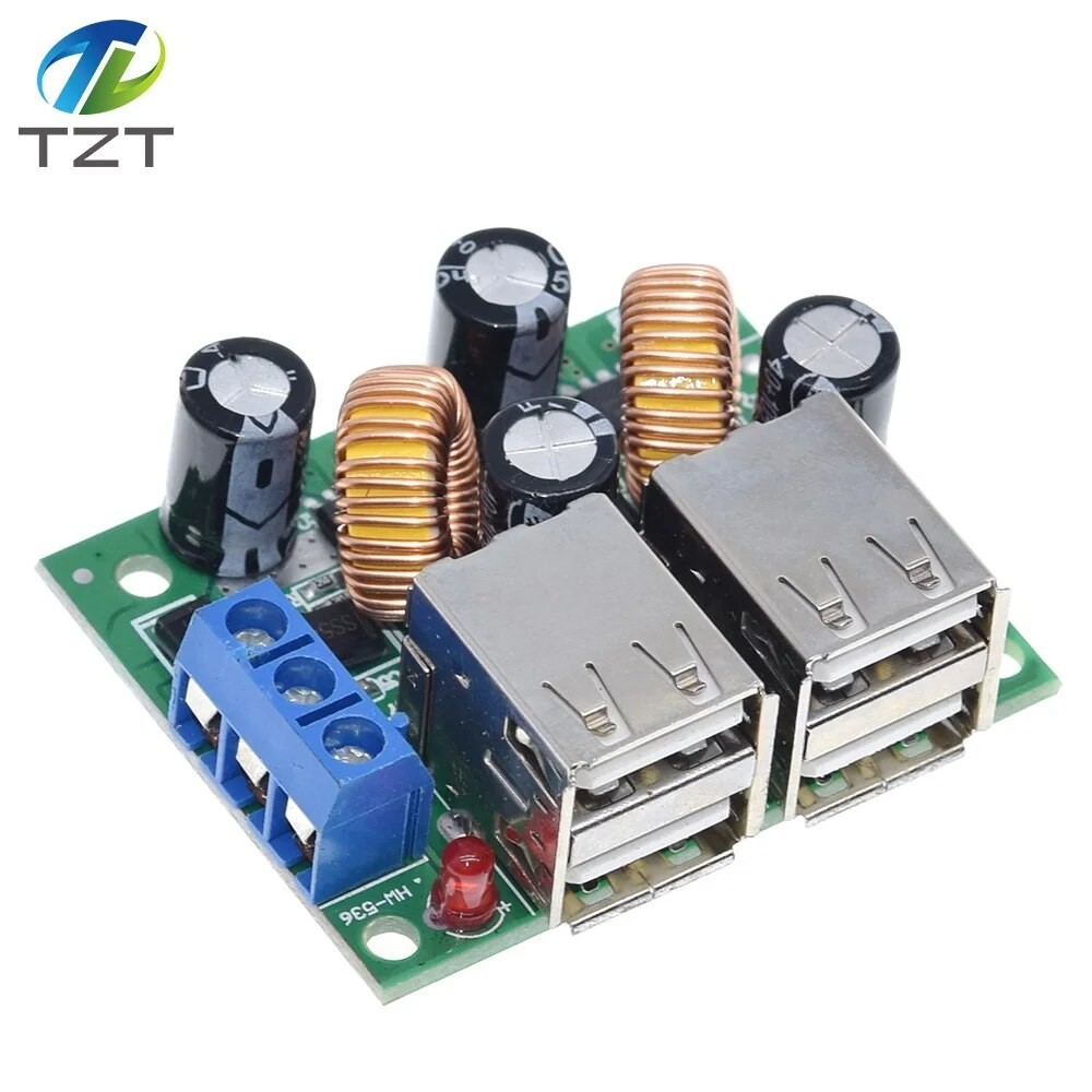 4 Bốn Cổng USB A5268 Bước Xuống Nguồn Điện Chuyển Đổi Ban Mô Đun DC 12V 24V 40V Sang 5V 5A Cho Điện 