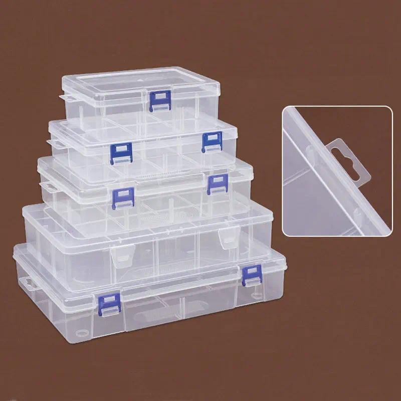 Hộp đựng nhựa có nắp Hộp hình chữ nhật trong suốt dung tích lớn để thu thập các vật phẩm nhỏ, hạt, phụ kiện thủ công