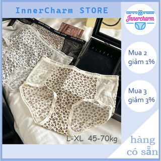 Quần Lót In Hình Da Báo Gợi Cảm Giữa Eo Lưới Liền Mạch Ice Silk Quần Đùi Nữ