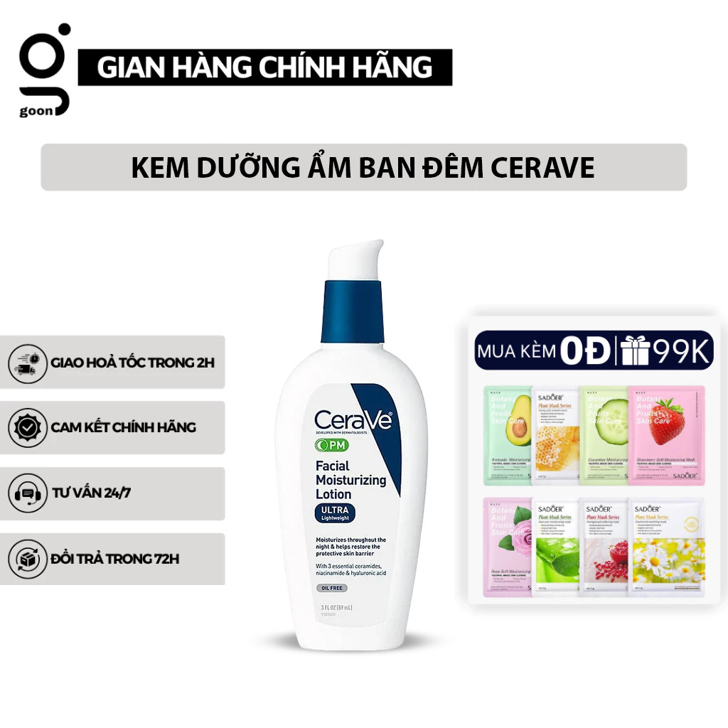 Kem dưỡng ẩm CeraVe PM Facial Moisturizing Lotion 89ml tốt cho da