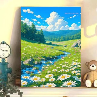 Hamlet [40 * 50cm] Tranh sơn dầu kỹ thuật số DIY / Tranh phong cảnh mùa hè của Hayao Miyazaki / phong cảnh anime / màu theo số / tranh trang trí acrylic