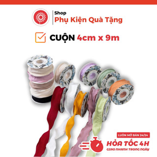  Cuộn Ruy Băng Vải Lanh 4cm Dài 9 Mét  gồm15 màu sắc làm thiệp gói quà gói hoa Trang Trí Thủ Công 