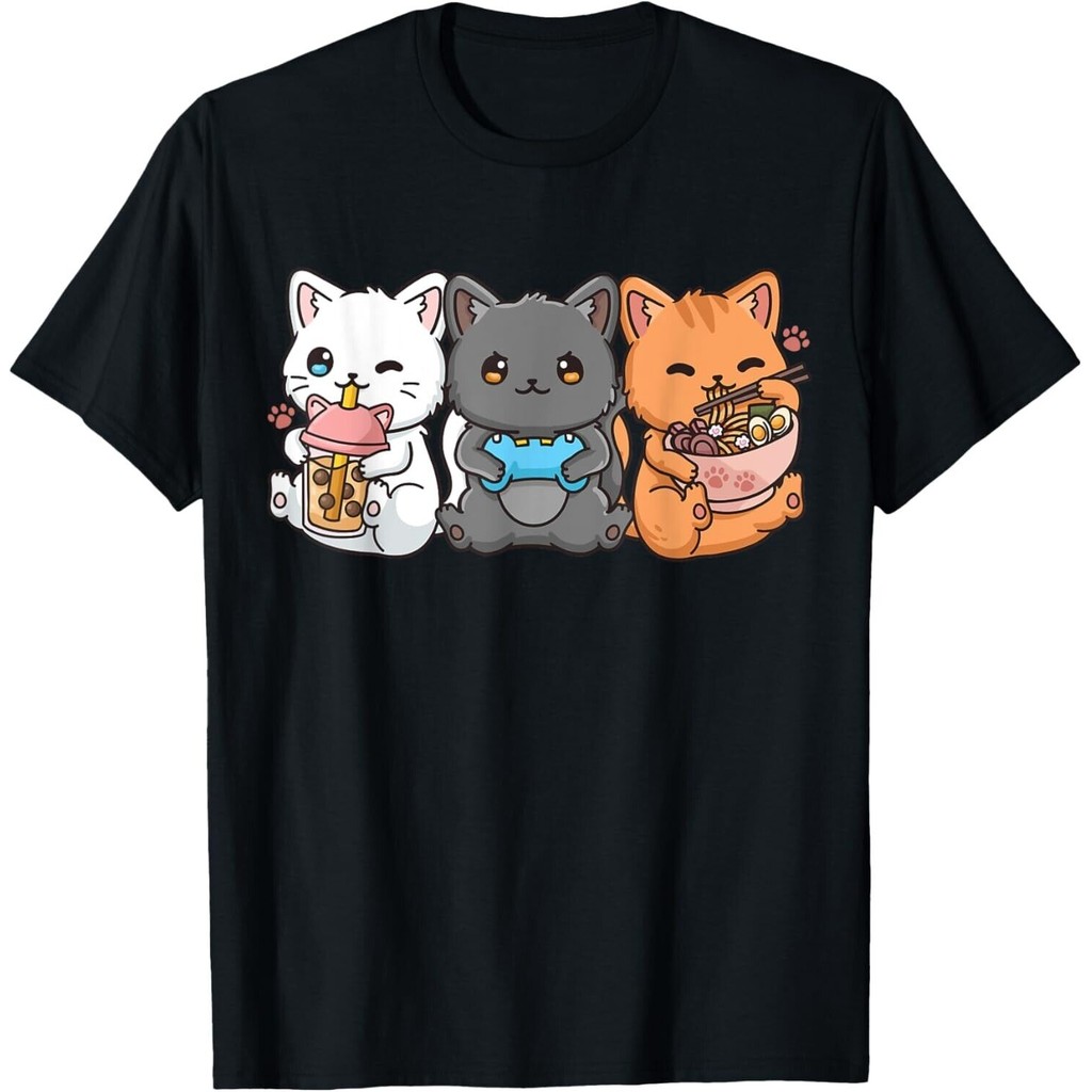 Anime Boba Tea Bubble Tea Game thủ Áo thun Ramen Cat