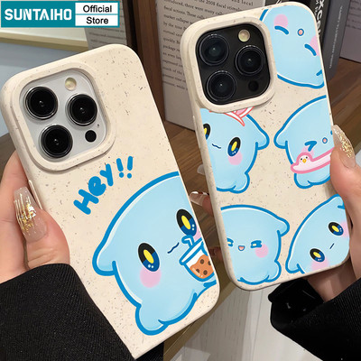 Suntaiho Ngộ nghĩnh Vỏ Độc Đáo Họa Tiết Bạch Tuộc Màu Xanh Ốp lưng Iphone 16 15 14 13 12 11 Pro Max IP 7 8 Plus Iphon X Xs XR Xs Max Silicon Mềm Cao Cấp Chống Sốc Ốp Lưng