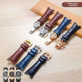 Dây da thật 25 * 13mm cho đồng hồ Patek Philippe 5711 / 5712G Nautilus Nam Nữ Dây đeo cổ tay đặc biệt được làm thủ công Vòng đeo tay doanh nhân cao cấp Dây đeo chống nước