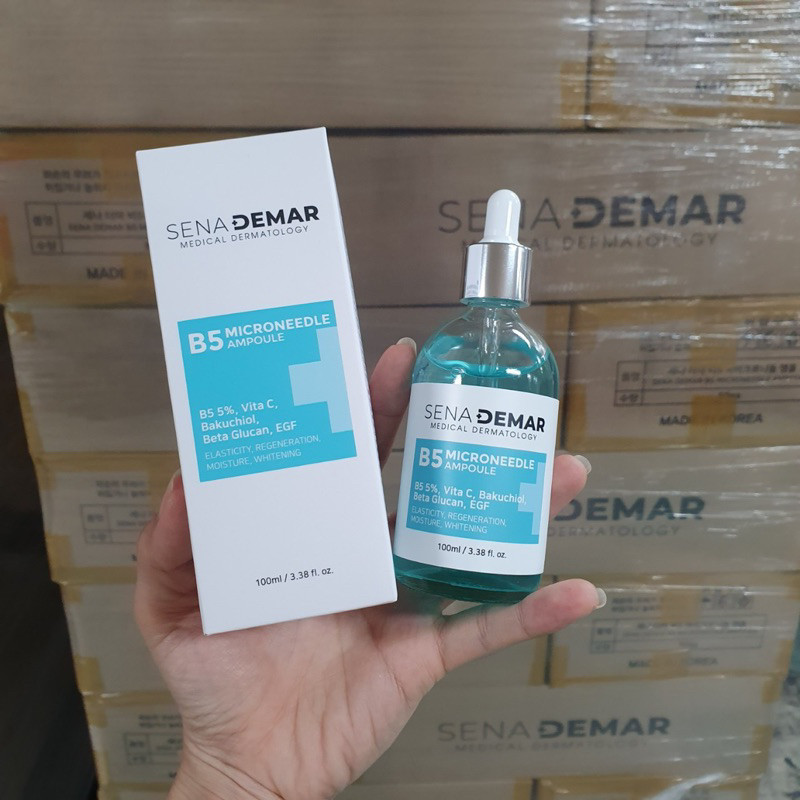 Serum B5 SenaDemar Microneedle Ampoule B5 Vit C Bakuchiol Beta glucan EGF Chai 100ml