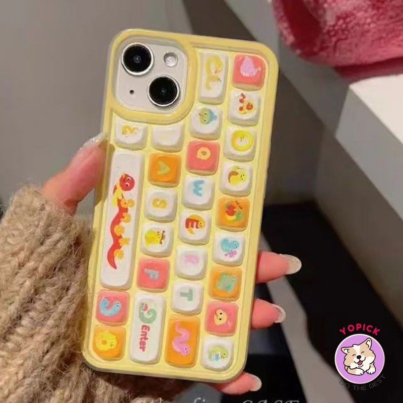 Suitable for  IPhone 16Pro Max 11 12 13 14Plus 15Pro Cute 3D Keyboard Cute little snake Phone Case G