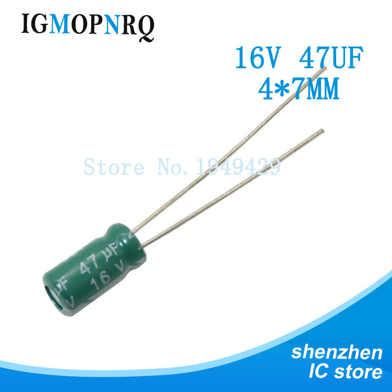 1000 CÁI / lốc 47uf 16v 4x7mm Nhôm tụ điện phân 16v 47uf 4 * 7 Tụ điện phân