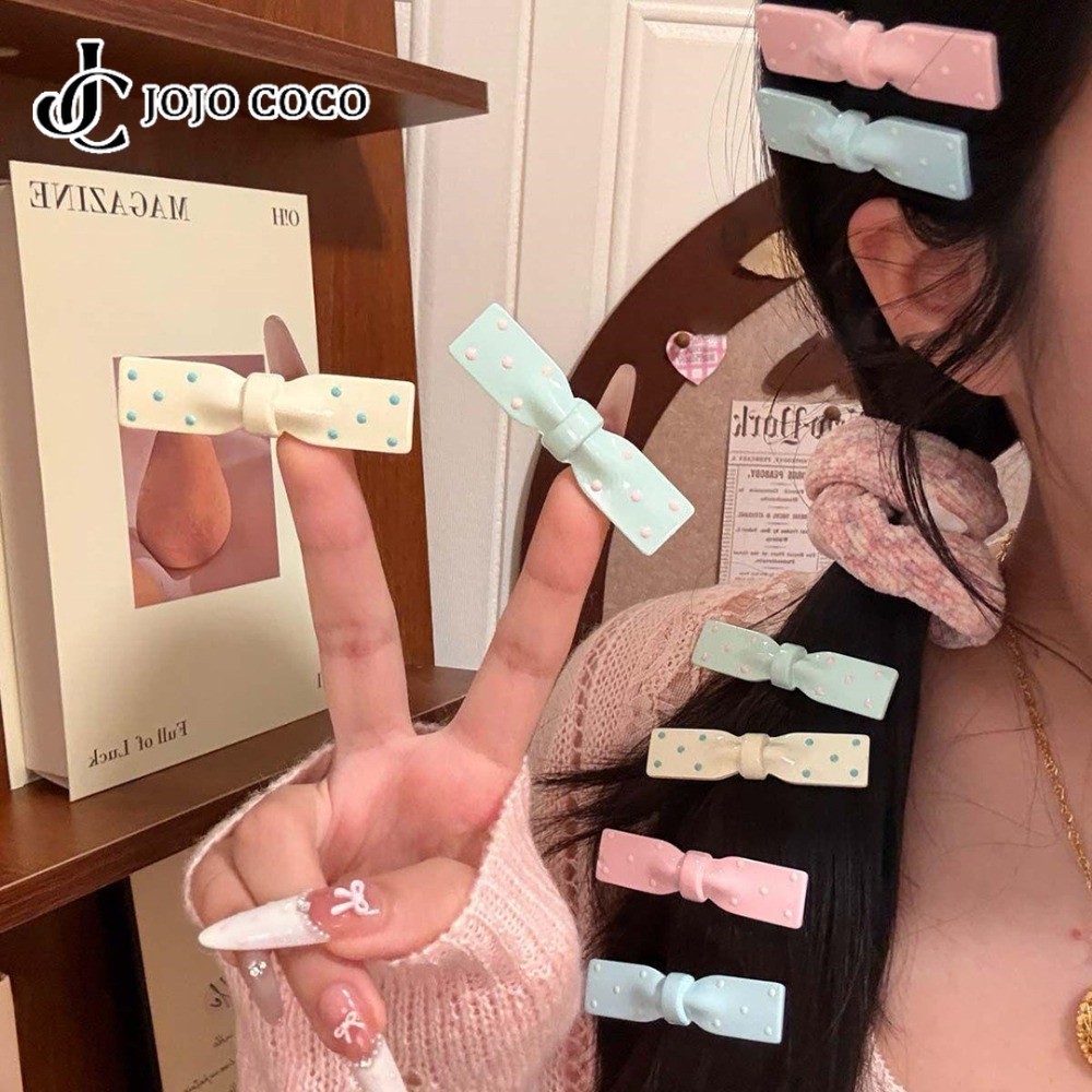 JOJO COCO Ngọt Chấm Bi Bướm Kẹp Tóc Bên Nổ Mũ Đội Đầu