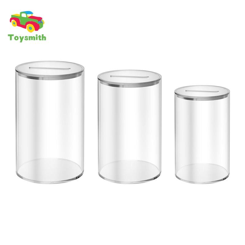 Hộp tiết kiệm tiền Acrylic Hộp đựng tiền tròn Nồi tiết kiệm chắc chắn Bình tiết kiệm trong suốt