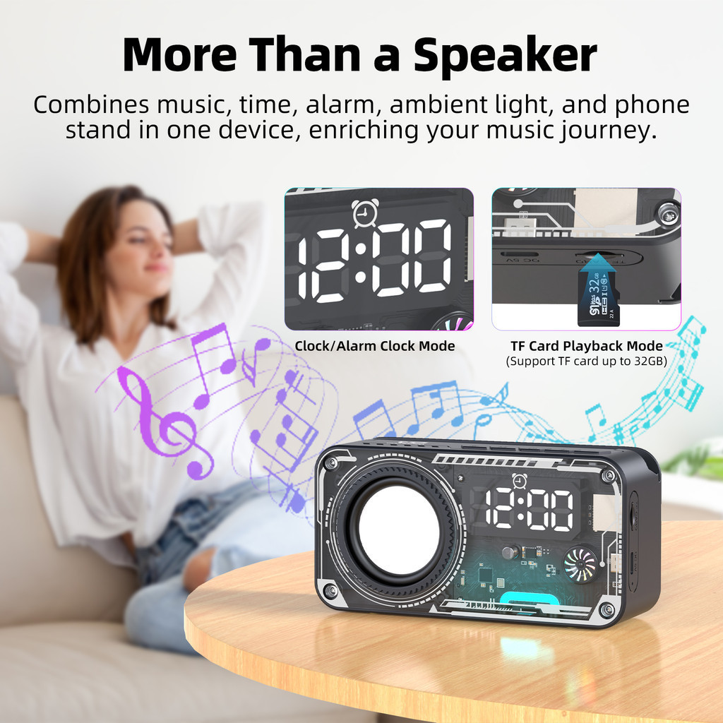 Loa không dây Bluetooth 5.3 GOOJODOQ Thiết kế cơ học có màn hình LED hiển thị thời gian Loa di động | BigBuy360 - bigbuy360.vn