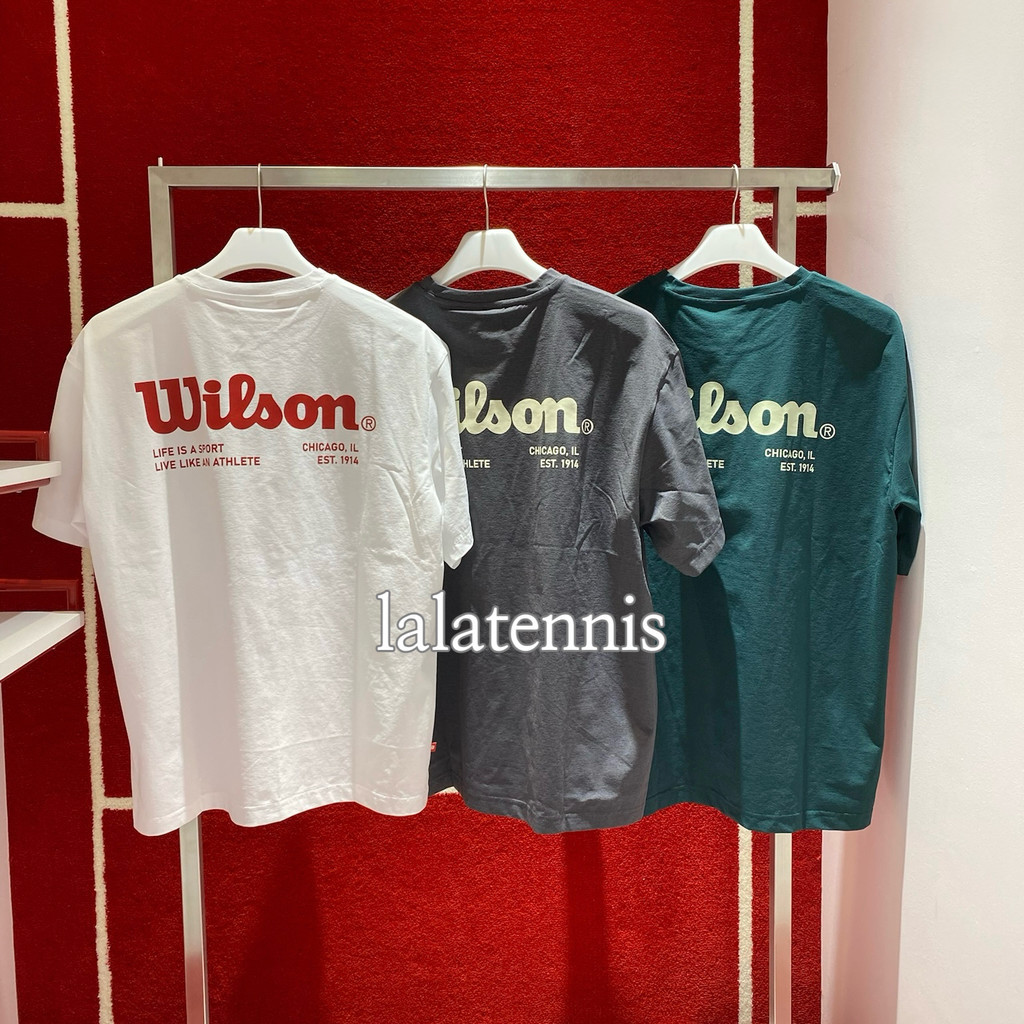 Wilson Wilson Unisex Lưng Logo Lớn Rời Phiên Bản Cotton Áo Thun Tay Ngắn