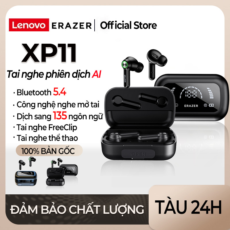 Lenovo ERAZER XP11 PRO Tai Nghe Phiên Dịch Al Tai nghe không dây dịch thời gian thực thông minh Bluetooth 5.4 có màn hình cảm ứng LED Tai nghe kinh doanh có Mic chống nước IPX5 | BigBuy360 - bigbuy360.vn