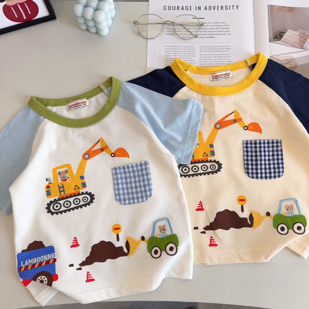 Boys Excavator Cute Baby Top Thin Casual T-shirt