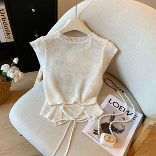 Áo thun ngắn tay dệt kim có dây thắt lưng phong cách Hàn Quốc dành cho nữ Mùa hè Thiết kế phong cách mới Cao cấp Slim-Fit ngắn