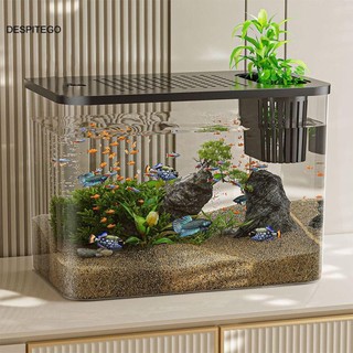 Bể Cá DESPITEGO, Bát Cá Thủy Canh Trong Suốt Chống Rơi, Sáng Tạo Nhỏ Có Nắp Bể Rùa Để Trang Trí Nhà