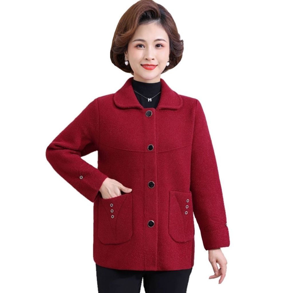 Áo khoác dạ cho mẹ già trung niên 60 70 tuổi MÀMA T77 chất nỉ dạ cho người già mặc ấm mùa đông