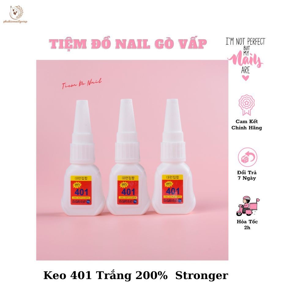 Keo 401 Trắng 200% Stronger - Keo dán móng 401 chính hãng bản mới 15g