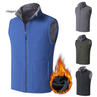 [Rc2] Áo Vest nam mùa đông không tay cổ đứng màu trơn Lông cừu dày Giữ ấm Plus Kích thước Bảo vệ cổ Áo ghi lê mùa đông để mặc hàng ngày