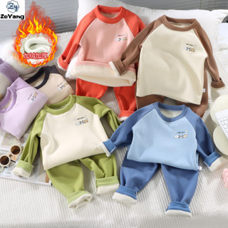 [Zy] 80-160 Quần Áo Mùa Thu Lót Lông Cừu Trẻ Em Quần Dài Dày Ấm Áp Phù Hợp Với Mùa Thu Đông Cho Bé Quần Lót Thường Ngày Phù Hợp Với Thời Trang Dài Tay Hoạt Hình Đồ Ngủ Nhà