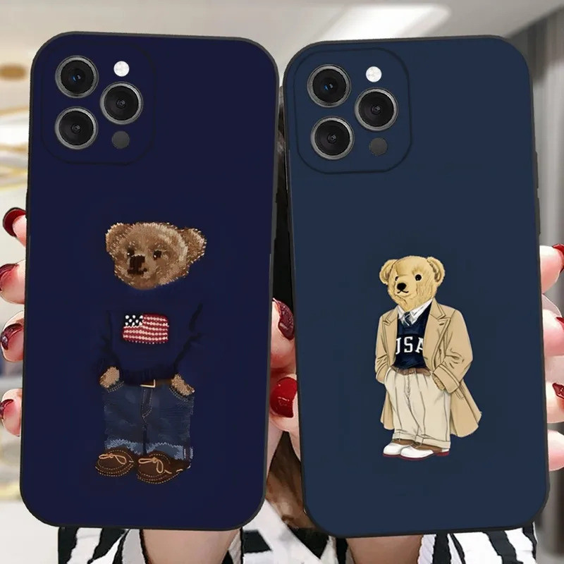 Ốp Điện Thoại P-PoloS Gấu Thời Trang TK-1 Cho iPhone 16, 17,14,13,12,11 Plus, Pro, Max, XR, XS, X, 7