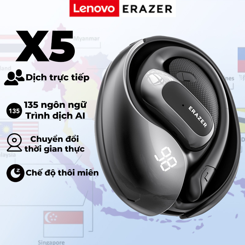Lenovo Erazer X5 Tai nghe mở Tai nghe Bluetooth 5.4 Tai nghe không dây IPX5 Tai nghe thể thao chống nước có Mic Tai nghe có tai nghe LENOVO LED | BigBuy360 - bigbuy360.vn
