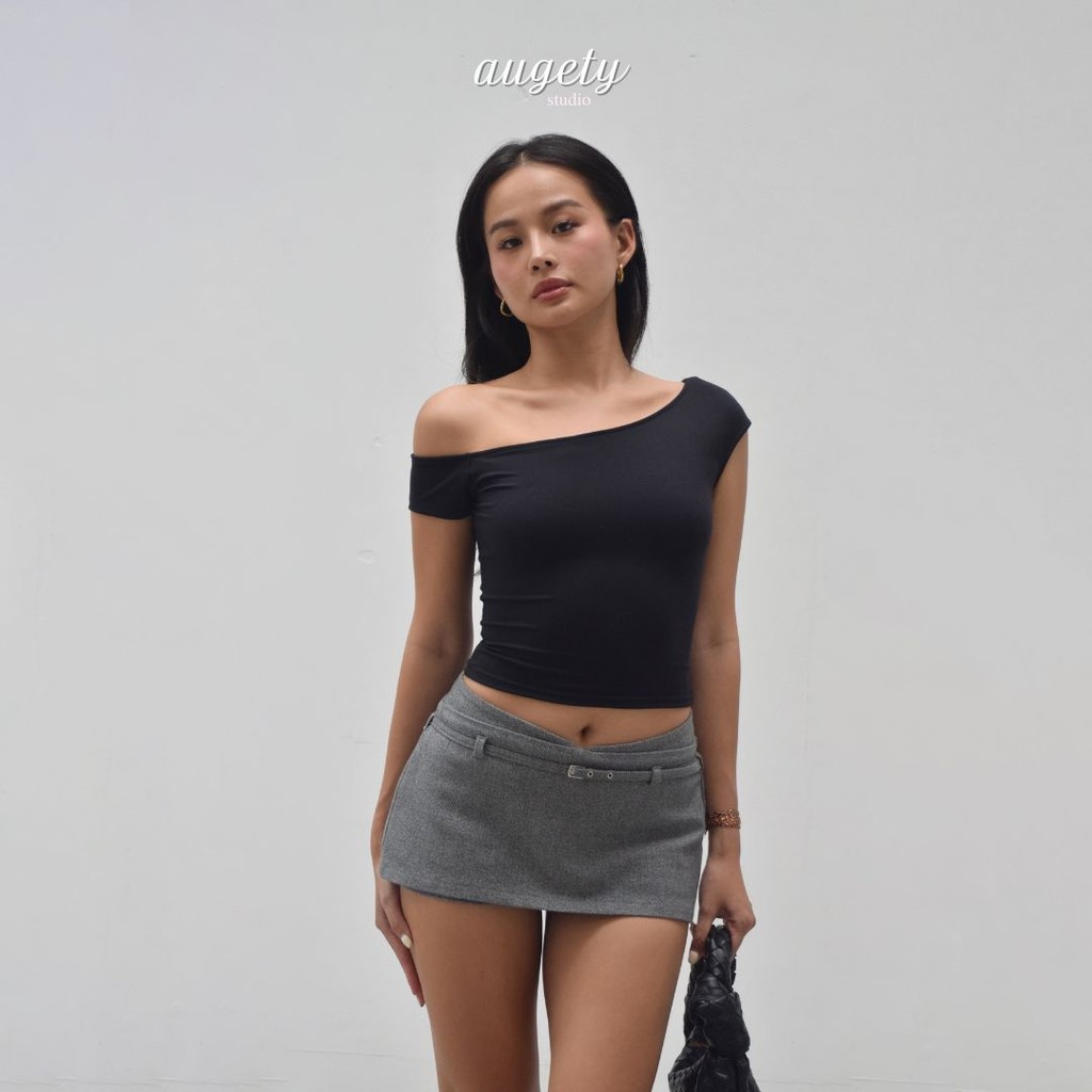 Áo Thun Ôm Trễ Vai Chiết Eo Vải Cao Cấp Augety Studio, DELILAH Top | BigBuy360 - bigbuy360.vn