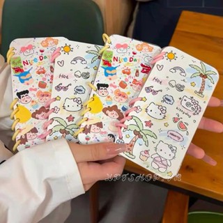 Coconut Kitty Crayon Shin Chan Flip Bracket Notepad Leather Phone Case cho iPhone 16 Pro Max 16 Plus 15 Pro Max 16 15 14 13 12 11 Pro Max Vỏ bảo vệ chống sốc